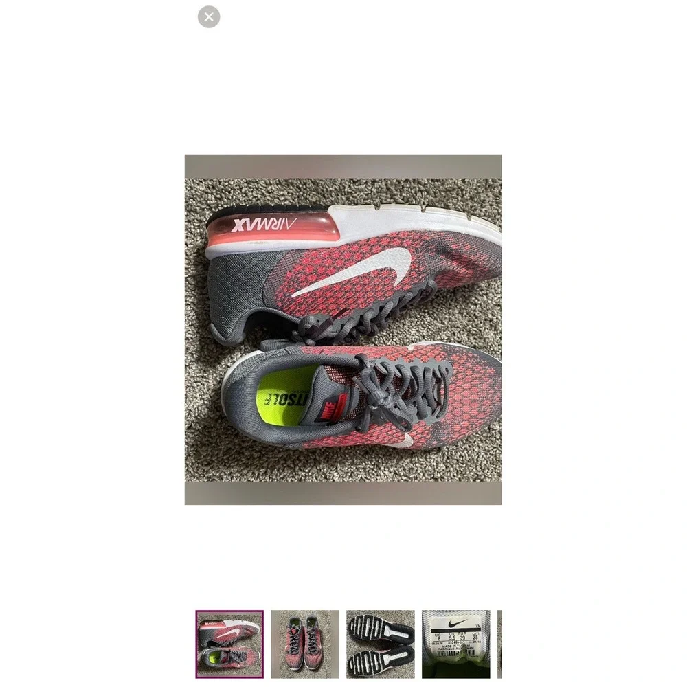 Nike tennis shoes women's pink grey athletic‎ shoe size 8 air max